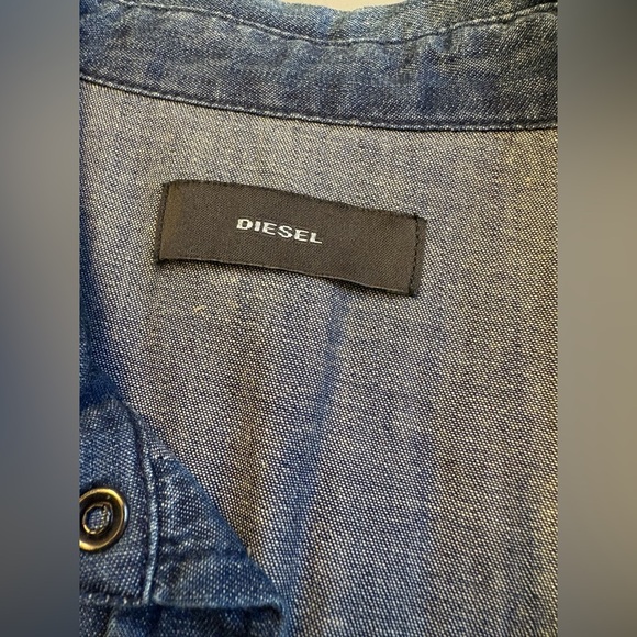 Diesel Denim Sleeveless Western Cotton Shirt Blue Button Down women's size Small - Picture 3 of 9
